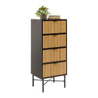 Komód Madrid - natúr színű/fekete, Modern, faalapú anyag/fém (48/114/40cm) - Mömax