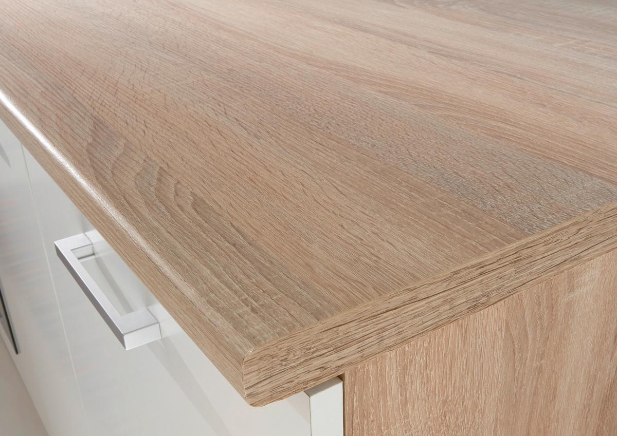 Küchenblock Economy Weiß/Eiche mit Geräte B: ca. 280 cm - Eichefarben/Weiß, Basics, Holzwerkstoff (280cm) - Respekta