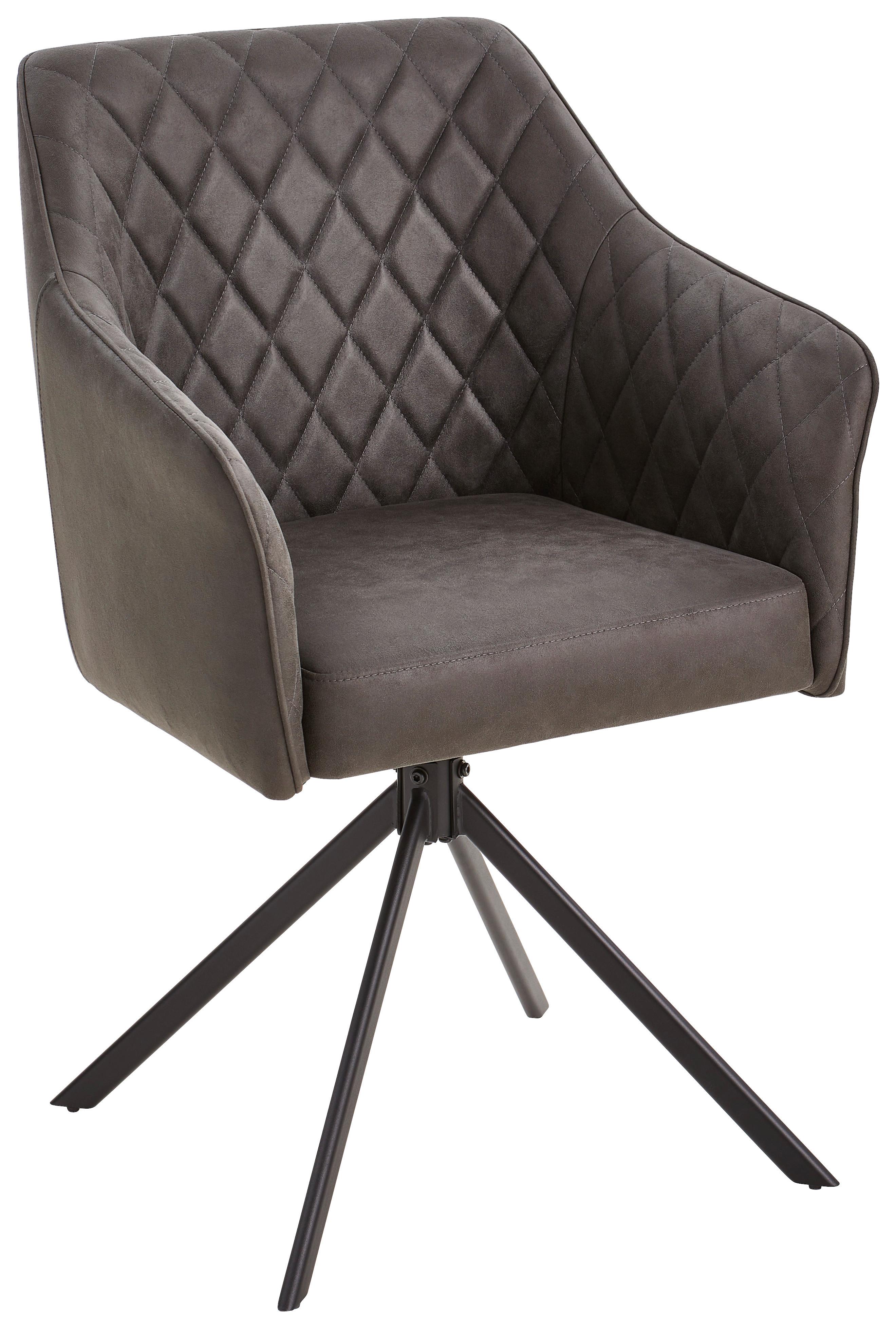 KRZESŁO Z PODŁOKIETNIKAMI LELA - czarny/szary, Modern, metal/drewno (60/91/56cm) - Livetastic