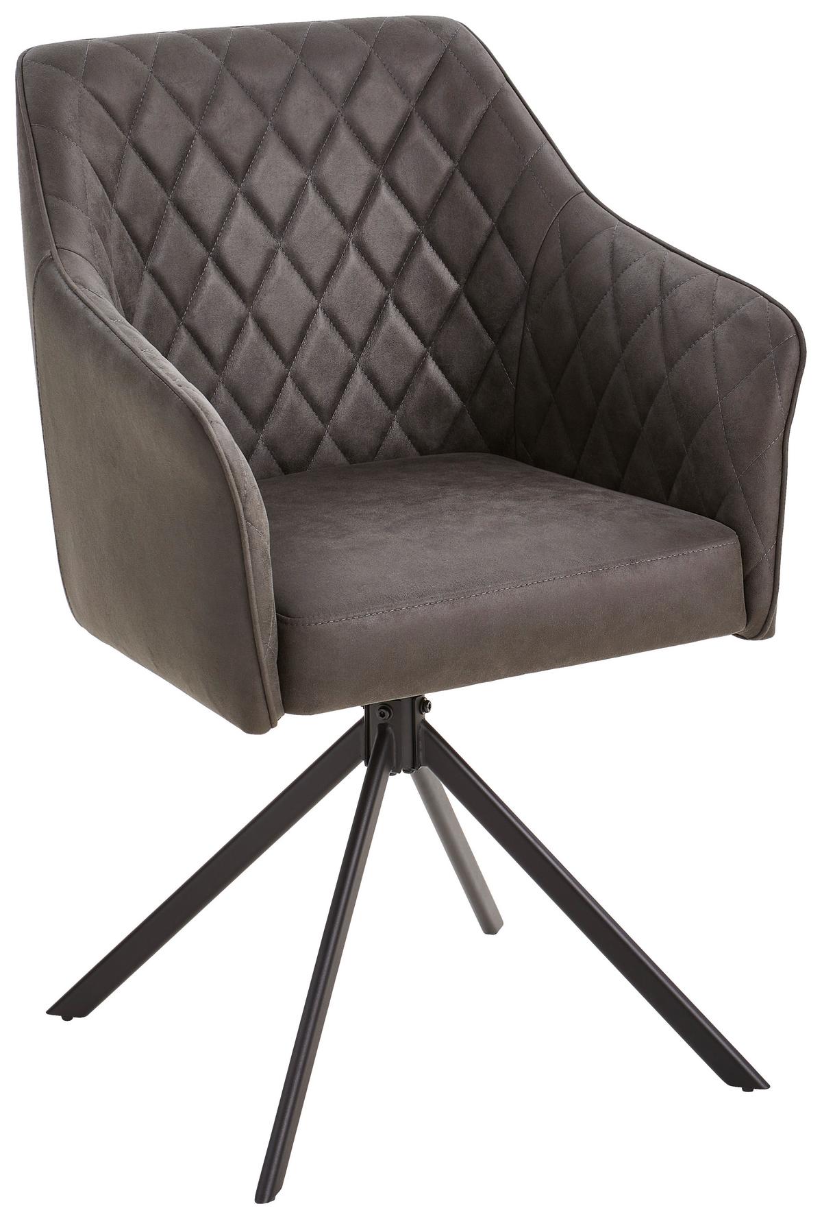 KRZESŁO Z PODŁOKIETNIKAMI LELA - czarny/szary, Modern, metal/drewno (60/91/56cm) - Livetastic