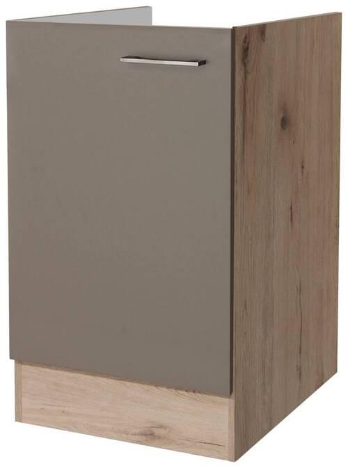 Spülenunterschrank "Riva" , Eiche - Champagner/Edelstahlfarben, MODERN, Holzwerkstoff/Metall (50/82/57cm) - FlexWell