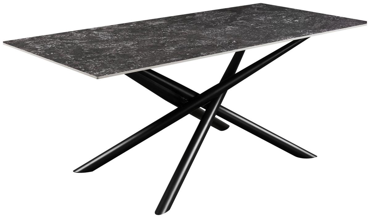Esstisch David Grau - Schwarz/Grau, MODERN, Keramik/Metall (180/76/90cm) - Mömax