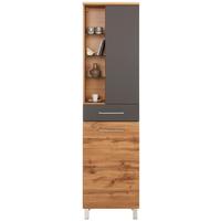 Visoka Omara Float, Hrast, Antracit - barve kroma/barve hrasta, Moderno, kovina/steklo (50/194/33cm) - Premium Living