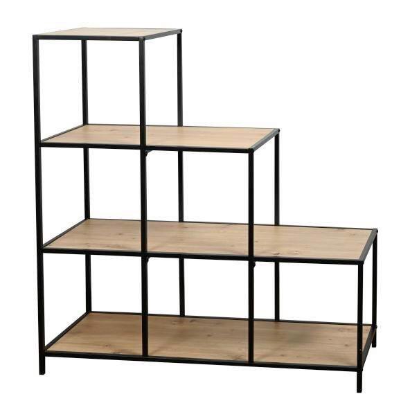 Polica Prag - prirodna boja/crna, Trendi, metal/pločasti materijal (113/118/39cm) - Modern Living