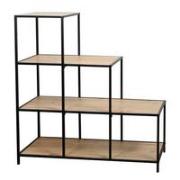 Etajeră Prag - culoare natur/negru, Trend, metal/material pe bază de lemn (113/118/39cm) - Modern Living