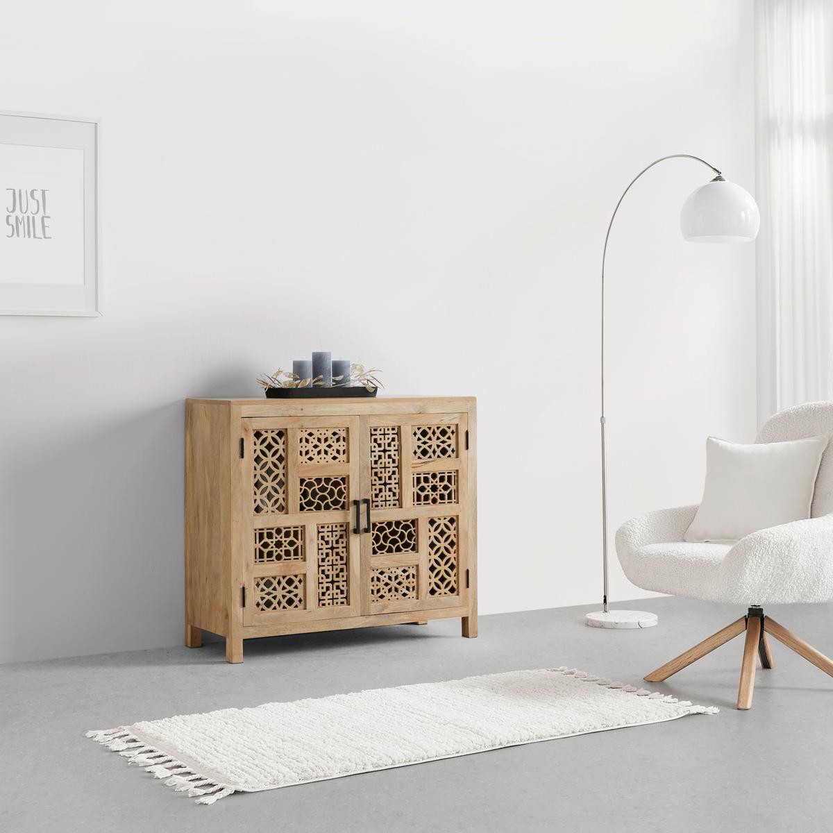 Comodă PATTERN - culoare natur/negru, Lifestyle, lemn/metal (95/87/40cm) - Zandiara