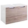 Waschbeckenunterschrank , eiche - Chromfarben/Eichefarben, MODERN, Holzwerkstoff/Metall (65,0/46,5/35,0cm) - MID.YOU