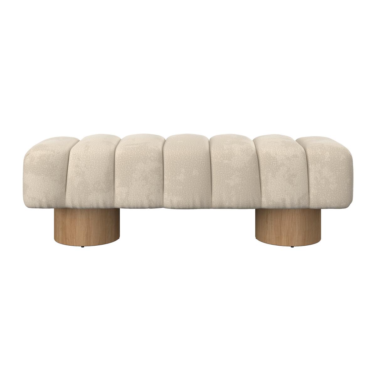Sitzbank Alina Chenille Creme - Creme/Naturfarben, MODERN, Holz/Holzwerkstoff (140/45/45cm) - Bessagi Home