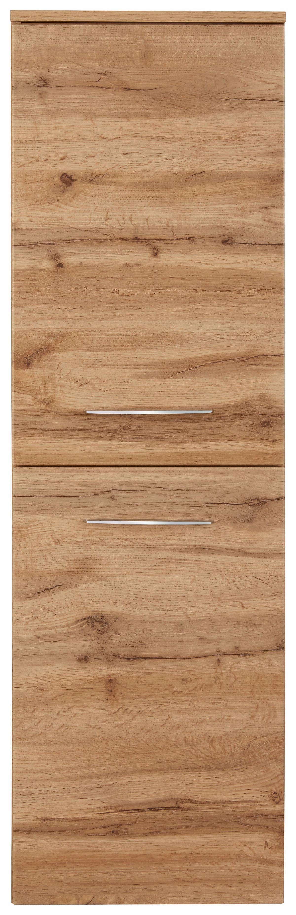 Midischrank Florida Eichefarben - Chromfarben/Eichefarben, MODERN, Holzwerkstoff/Metall (40/130/35cm) - Premium Living