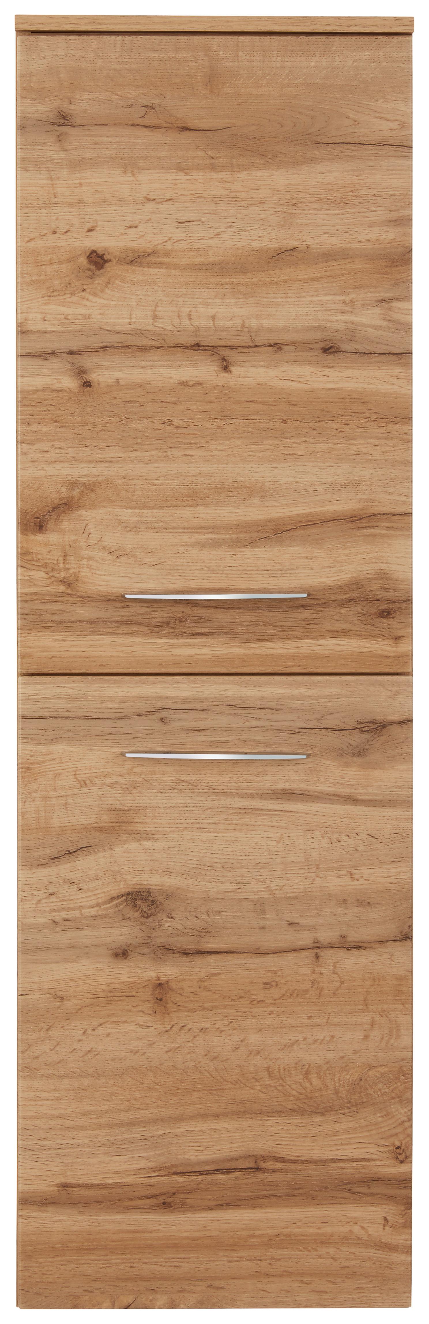 MIDISKÅP FLORIDA -EXKLUSIV- - kromfärg/ekfärgad, Modern, metall/trämaterial (40/130/35cm) - Premium Living