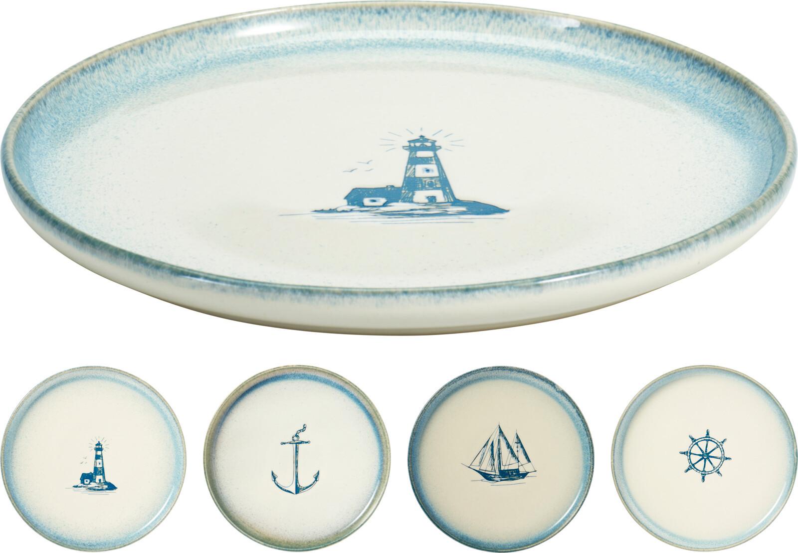 Tál Sea - kék/fehér, Trend, kerámia (22,4/3cm)