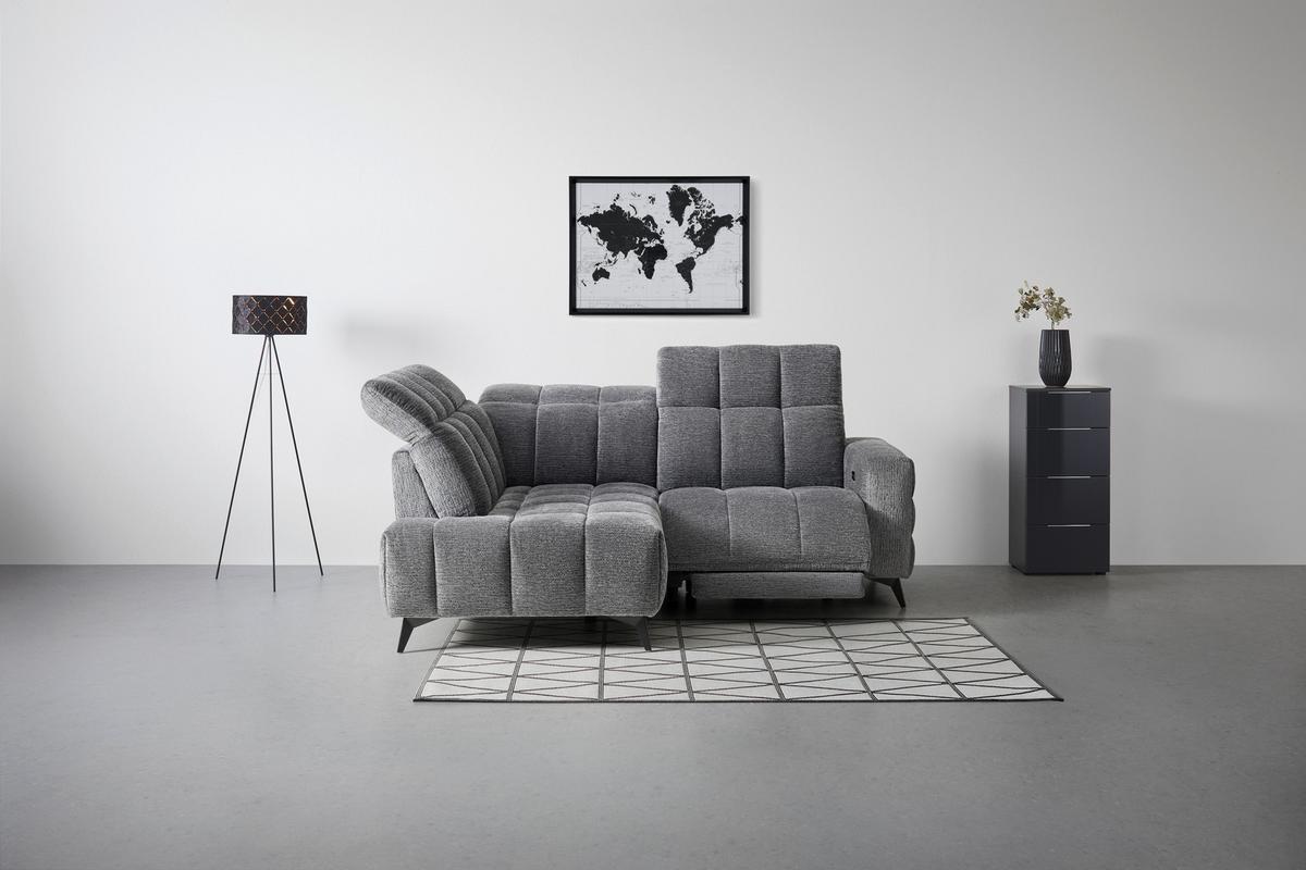 Wohnlandschaft Paris Dunkelgrau ca. 215x85x182cm - Dunkelgrau/Schwarz, KONVENTIONELL, Holz/Textil (215/85/182cm) - Mömax