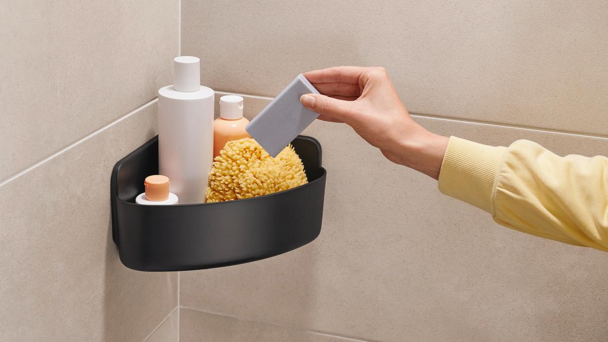 KOSZYK PRYSZNICOWY LAVAA - czarny, Basics, tworzywo sztuczne (20/12/20cm) - Tesa