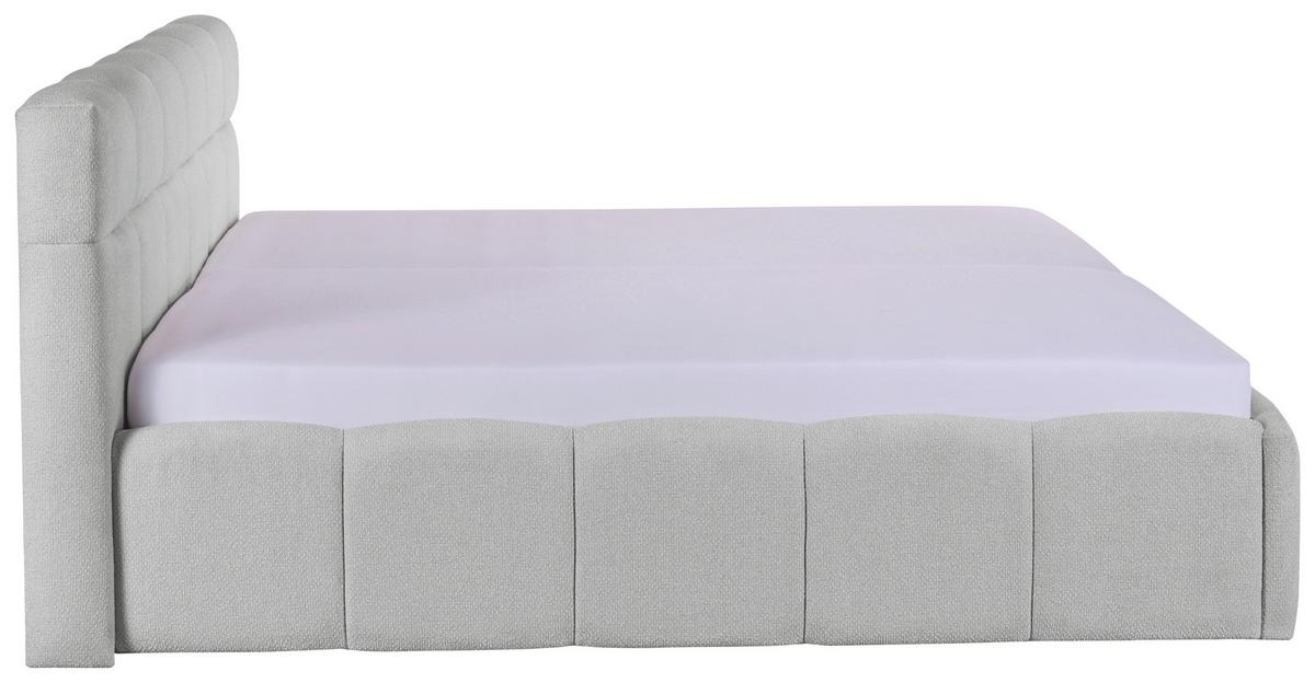 Polsterbett Ascona Hellgrau ca. 240x200cm - Hellgrau/Schwarz, KONVENTIONELL, Kunststoff/Textil (240/200cm) - Based