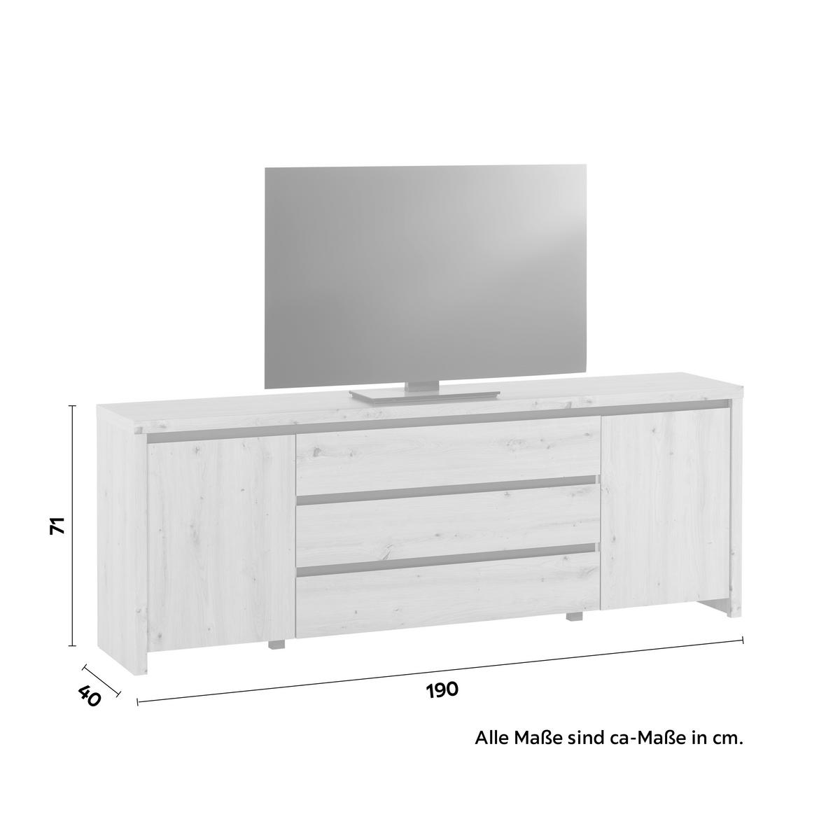 Sideboard Larios B in Schwarz/Eiche Artisan - Schwarz/Eiche Artisan, Modern, Holzwerkstoff (190/71/40cm) - Mömax