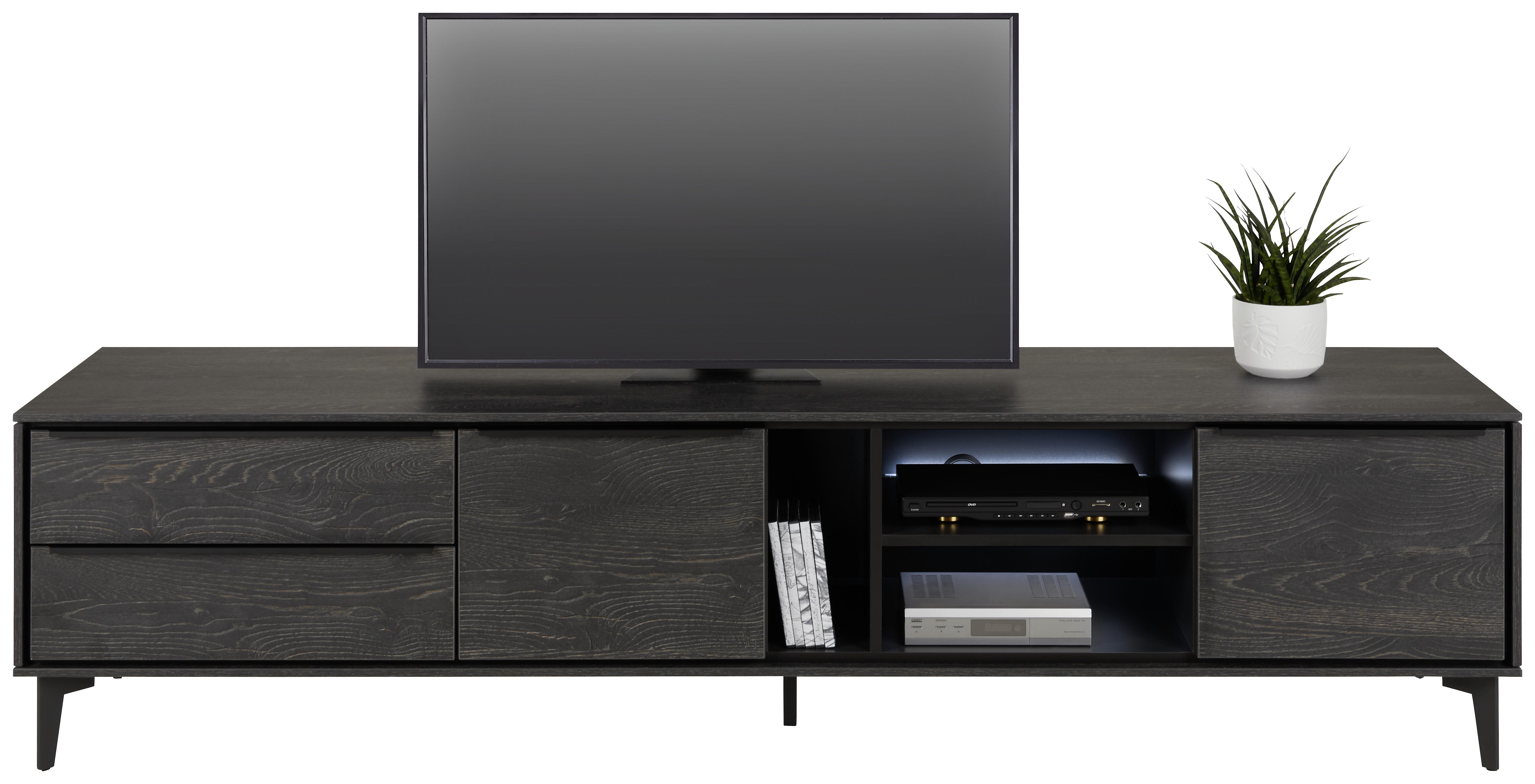 TV-elem AARHUS - Antracit/Fekete, modern, Faalapú anyag/Fém (213/54/50cm) - Premium Living