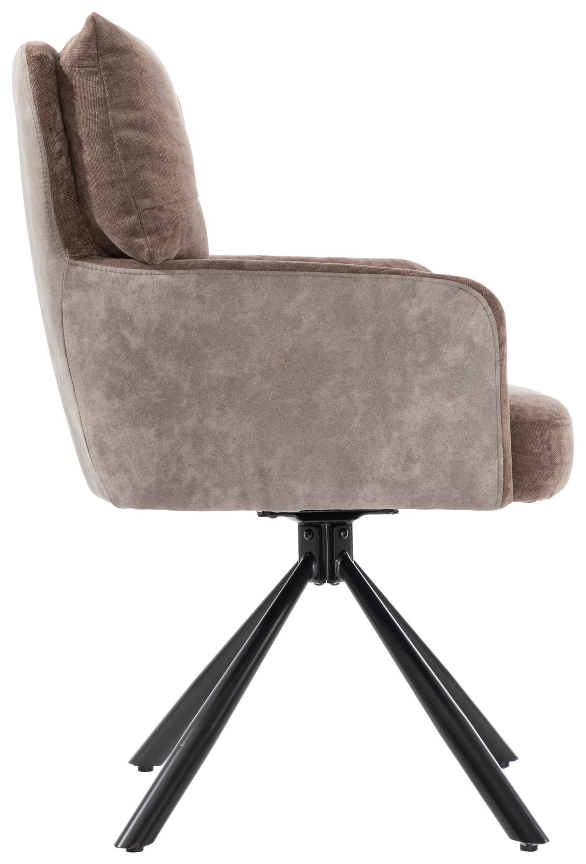 Armlehnstuhl Sophie Braun - Schwarz/Braun, MODERN, Textil/Metall (60/93/67cm) - Premium Living