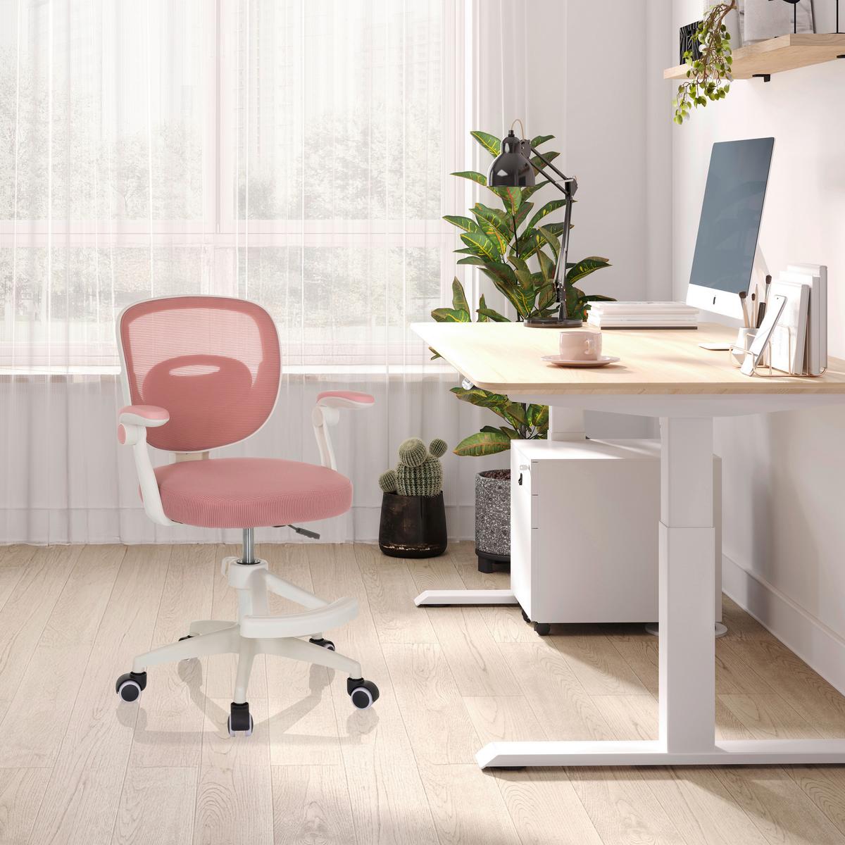 Mladinski Vrtljivi Stol Kiddy Smart, Roza - roza/bela, Moderno, umetna masa/tekstil (61/84-97/55cm) - MID.YOU