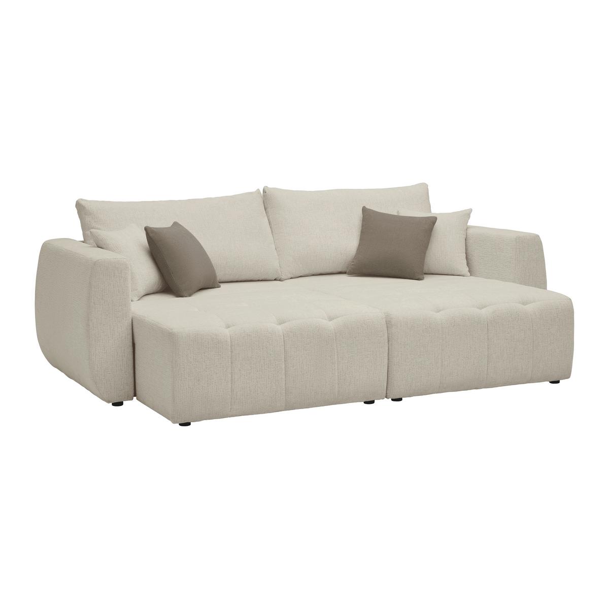 Schlafsofa Bologna Cappuccino - Beige/Schwarz, Holz/Textil (245/74-90/104cm) - Mömax