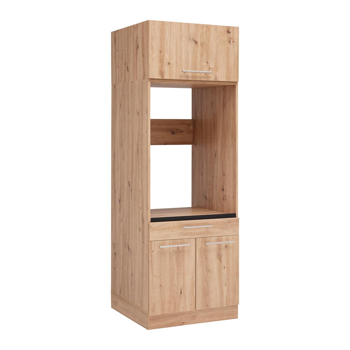Waschmaschinenverbau Aileen in Eiche Artisan - Silberfarben/Schwarz, KONVENTIONELL, Holzwerkstoff/Kunststoff (67,5/162/67,5cm) - Mömax
