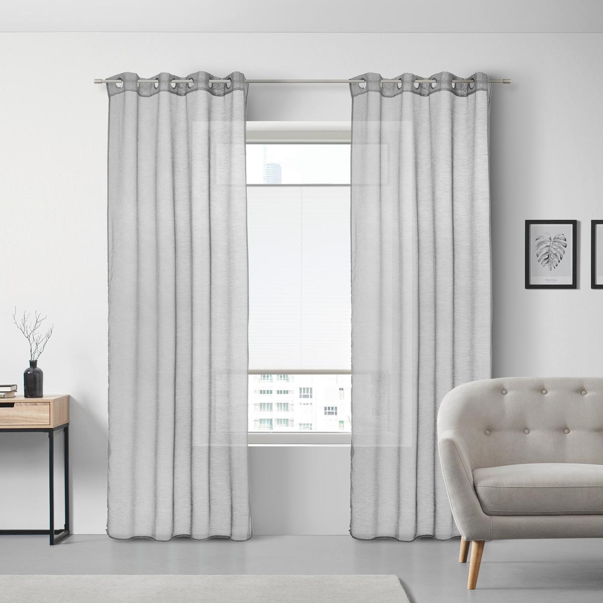 Zavesa Z Obročki Dolly - siva/antracit, tekstil (140/245cm) - Modern Living