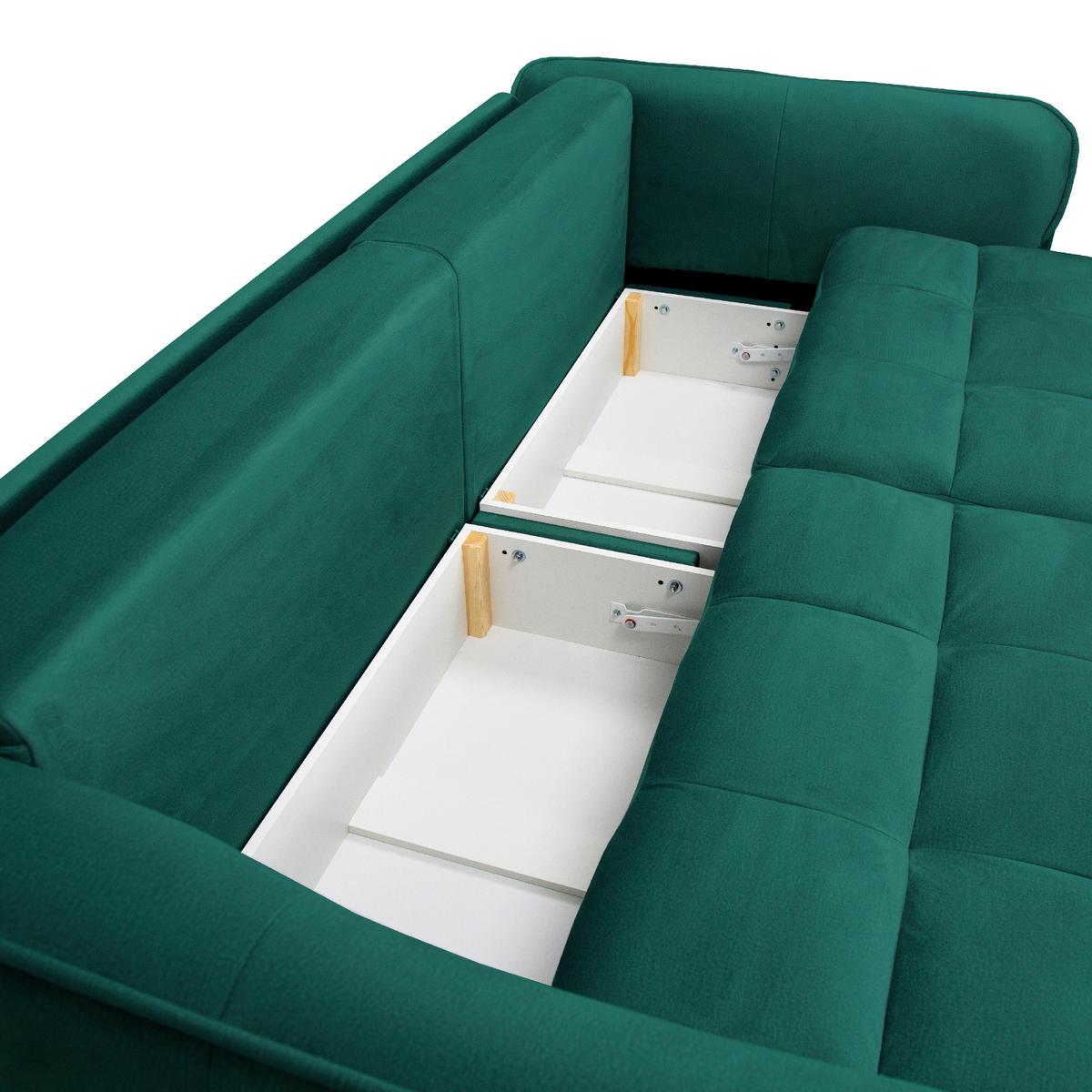 Canapea extensibila BOMBEI - verde/gri, Modern, lemn/textil (243/94/125cm) - Premium Living