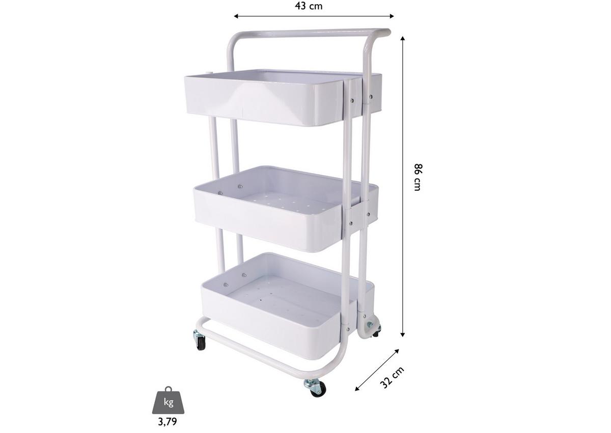 Servierwagen Danao in Weiß - Weiß, Basics, Metall (43/32/86cm) - Echtwerk