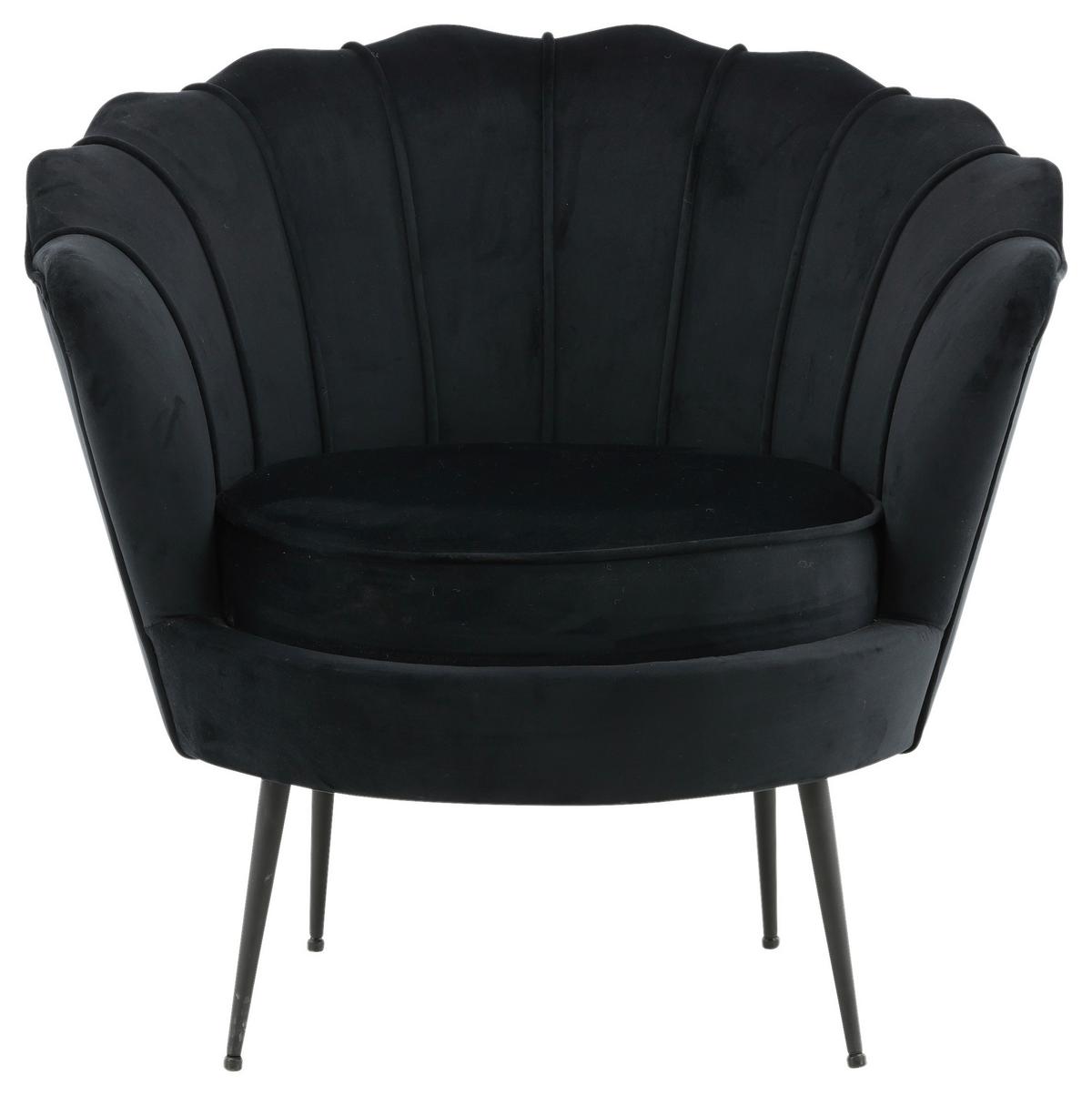 Sessel Calais ca. 83x76 cm Schwarz Samt - Schwarz, Design, Textil/Metall (83/76/77cm) - Livetastic