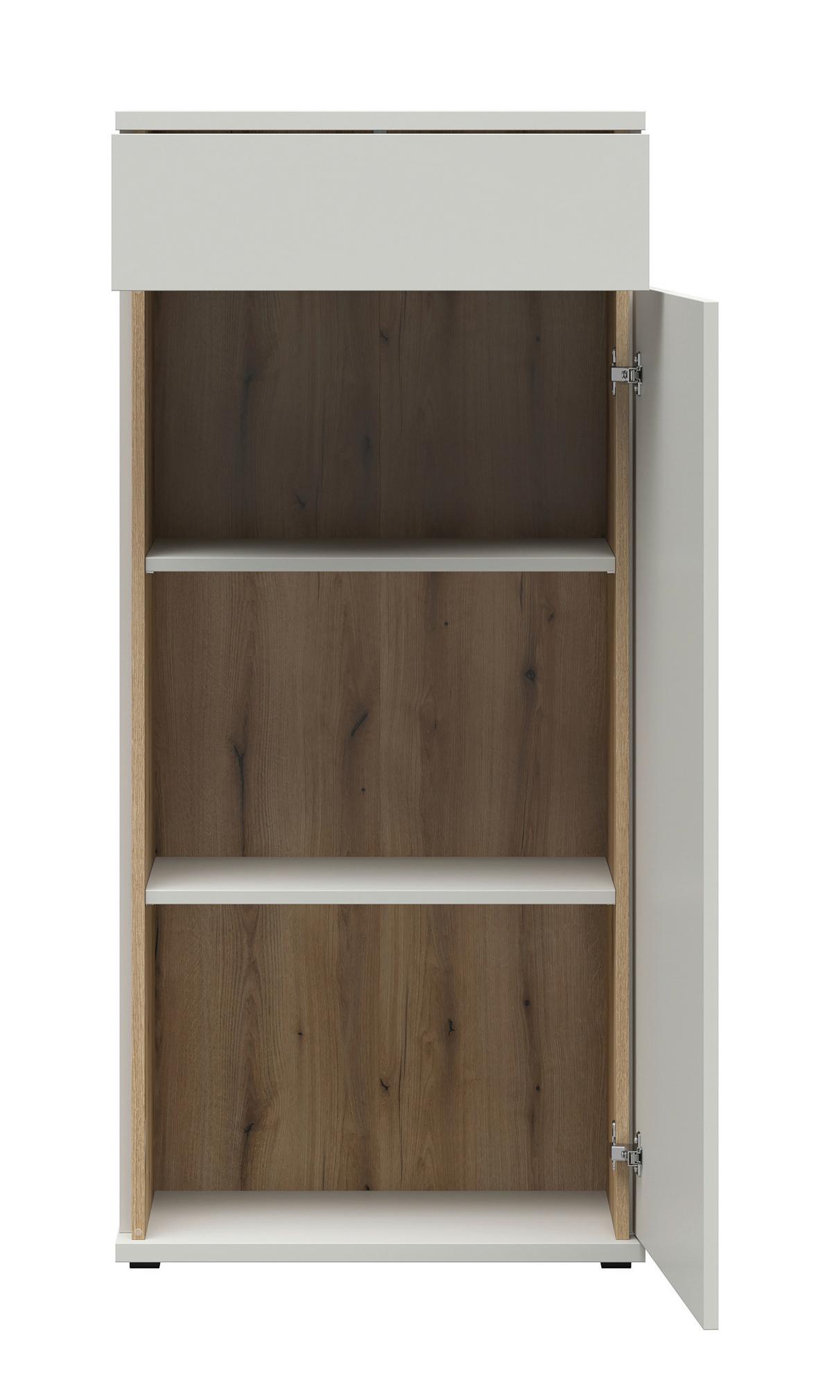 Schuhschrank Antonio Creme/Eichefarben - Eichefarben/Creme, Modern, Holzwerkstoff/Kunststoff (61/133/38cm) - Mömax