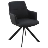 Armlehnstuhl Josy Schwarz - Schwarz, Design, Leder/Metall (57/86/61cm) - Mömax