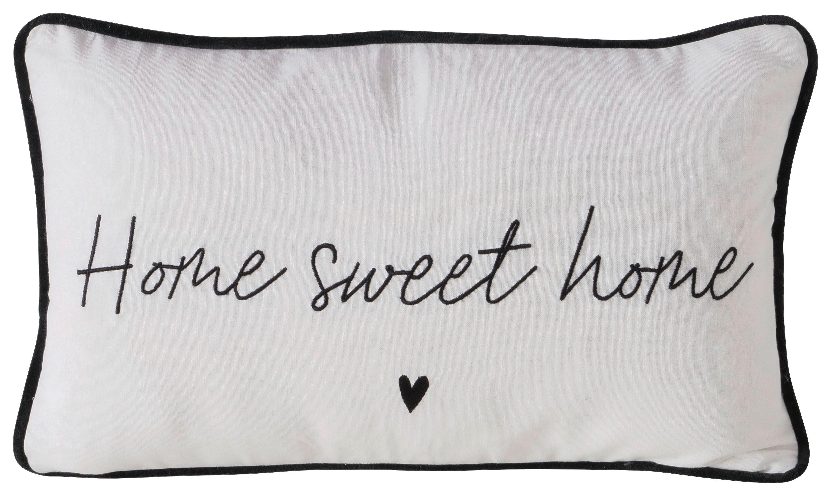 Zierkissen Home Sweet Home Schwarz/Weiß ca. 50x30cm - Schwarz/Weiß, Textil (50/30/13cm)