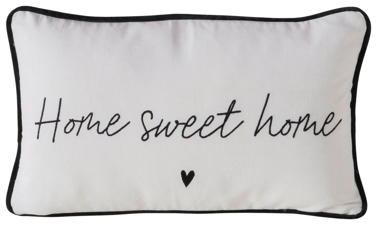 Zierkissen Home Sweet Home Schwarz/Weiß ca. 50x30cm - Schwarz/Weiß, Textil (50/30/13cm)