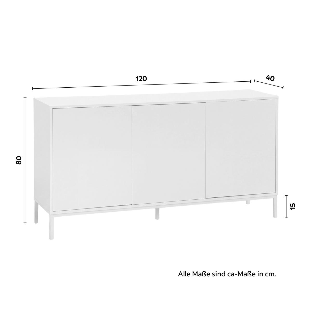 Sideboard Amber Weiß MDF/Eisen - Weiß, MODERN, Holzwerkstoff/Metall (150/80/40cm) - Bessagi Home