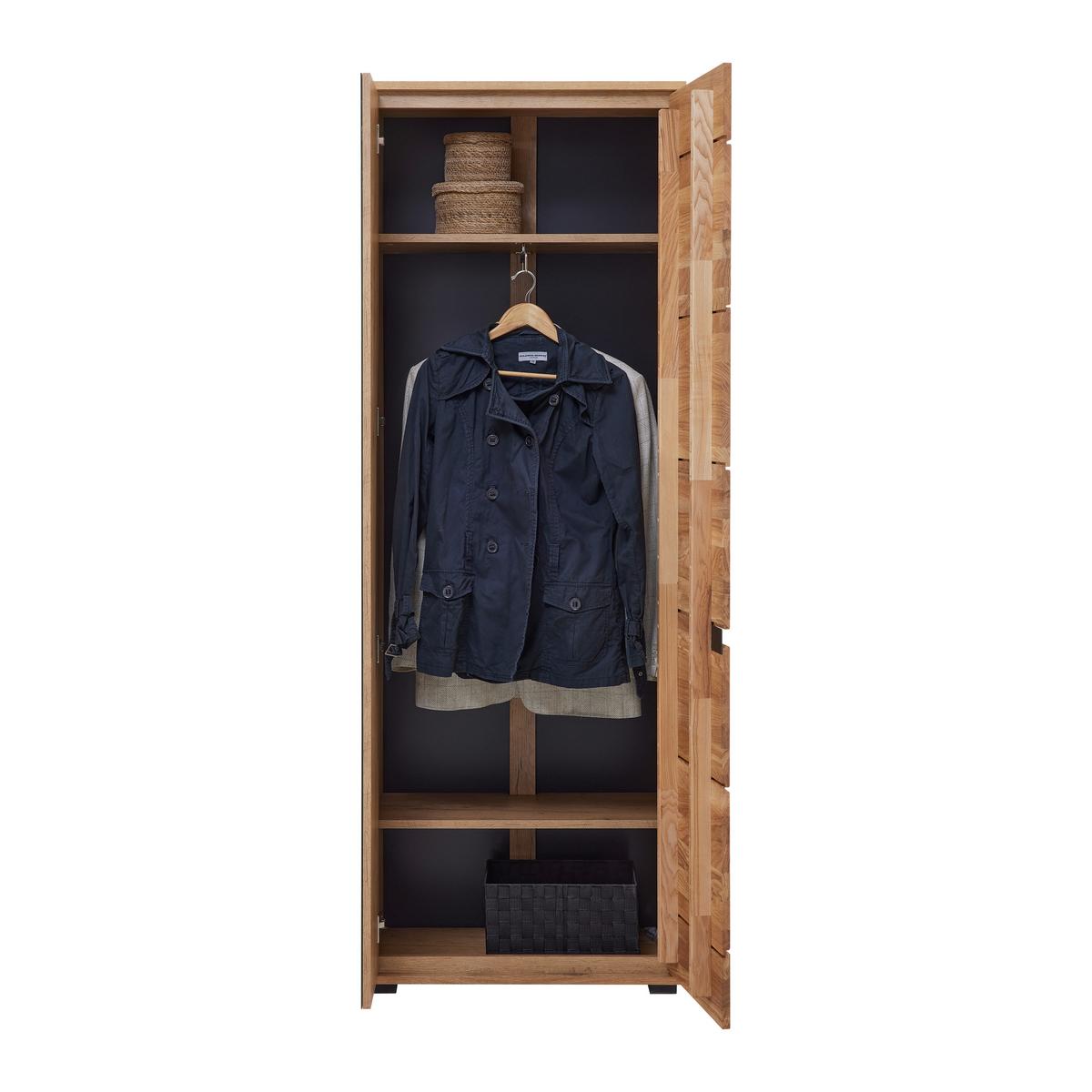Garderobenschrank Lola in Wildeiche - Wildeiche/Schwarz, Lifestyle, Glas/Naturmaterialien (70/196/40cm) - ecoTree