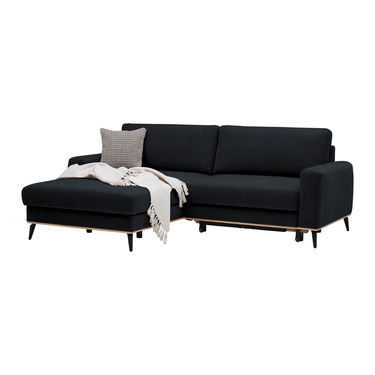 Wohnlandschaft Romeo Schwarz - Schwarz, KONVENTIONELL, Textil/Metall (167/87/234cm) - Zandiara