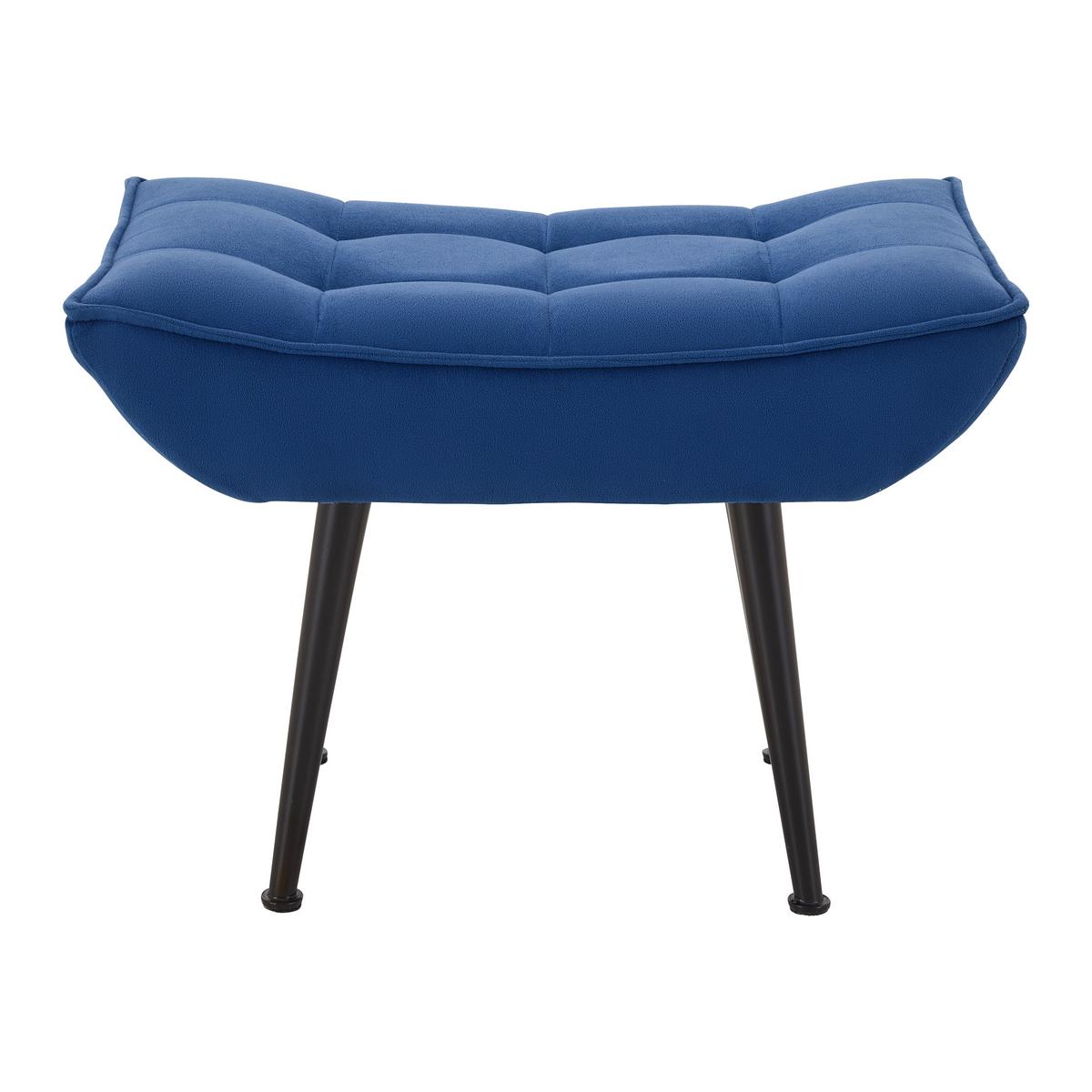 Relaxsessel mit Hocker Toma Blau Samt - Blau/Schwarz, MODERN, Holz/Textil (68/95/66cm) - Bessagi Home