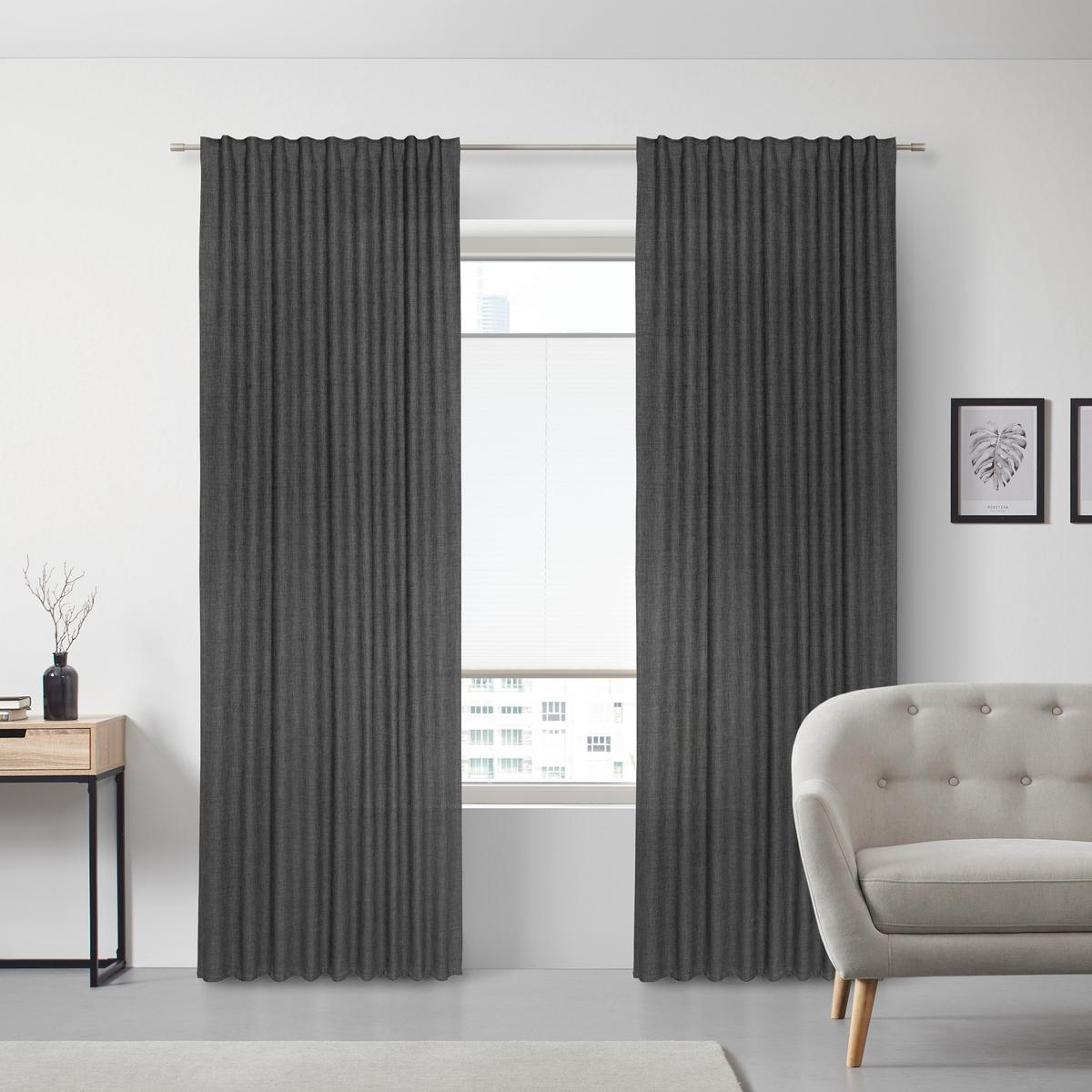 Fertigvorhang Leo in Grau ca. 135x255cm - Grau, Textil (135/255cm) - Premium Living
