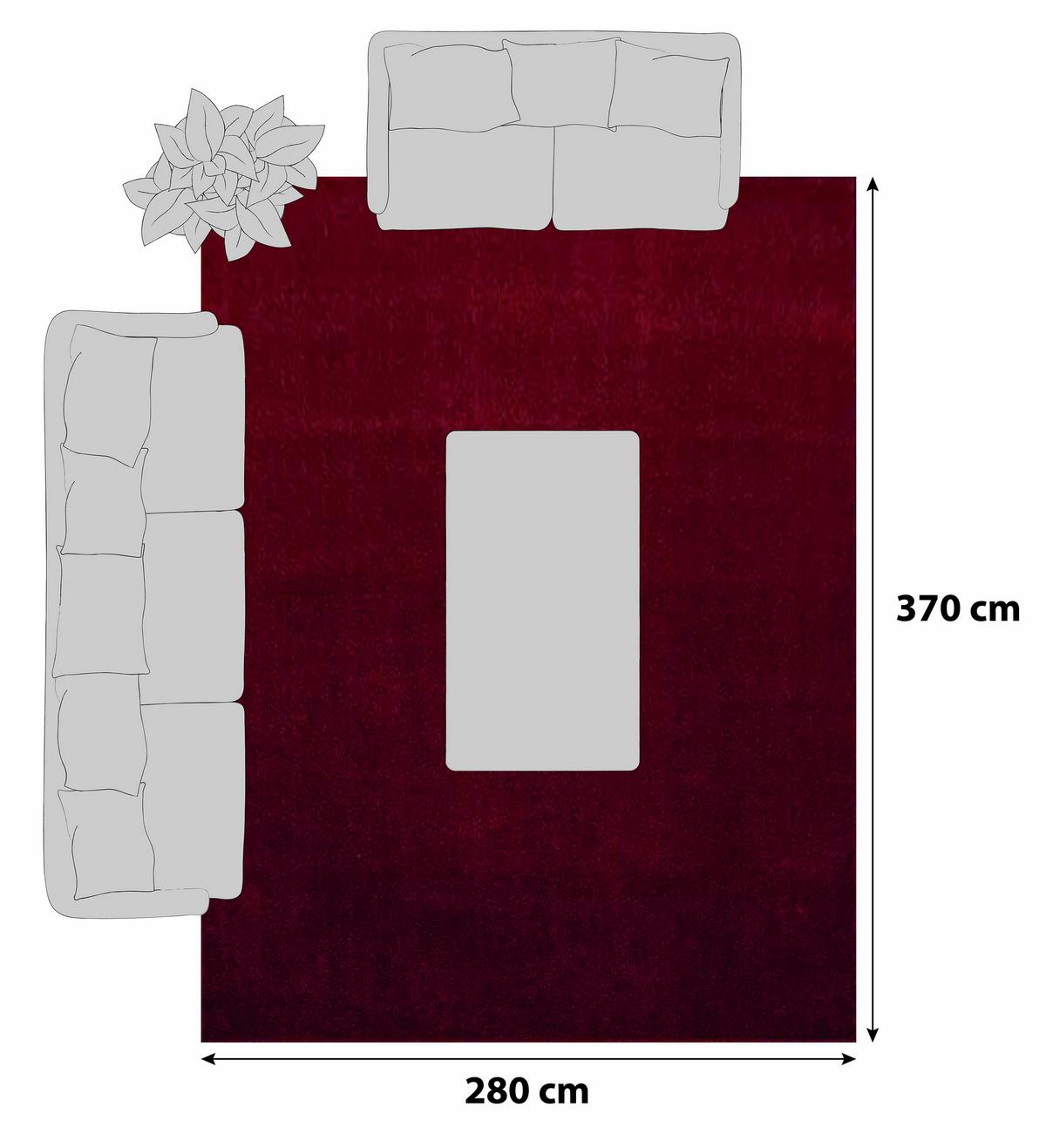Hochflorteppich Ata Rot ca. 280x370cm - Rot, Design, Textil (280/370cm) - Novel