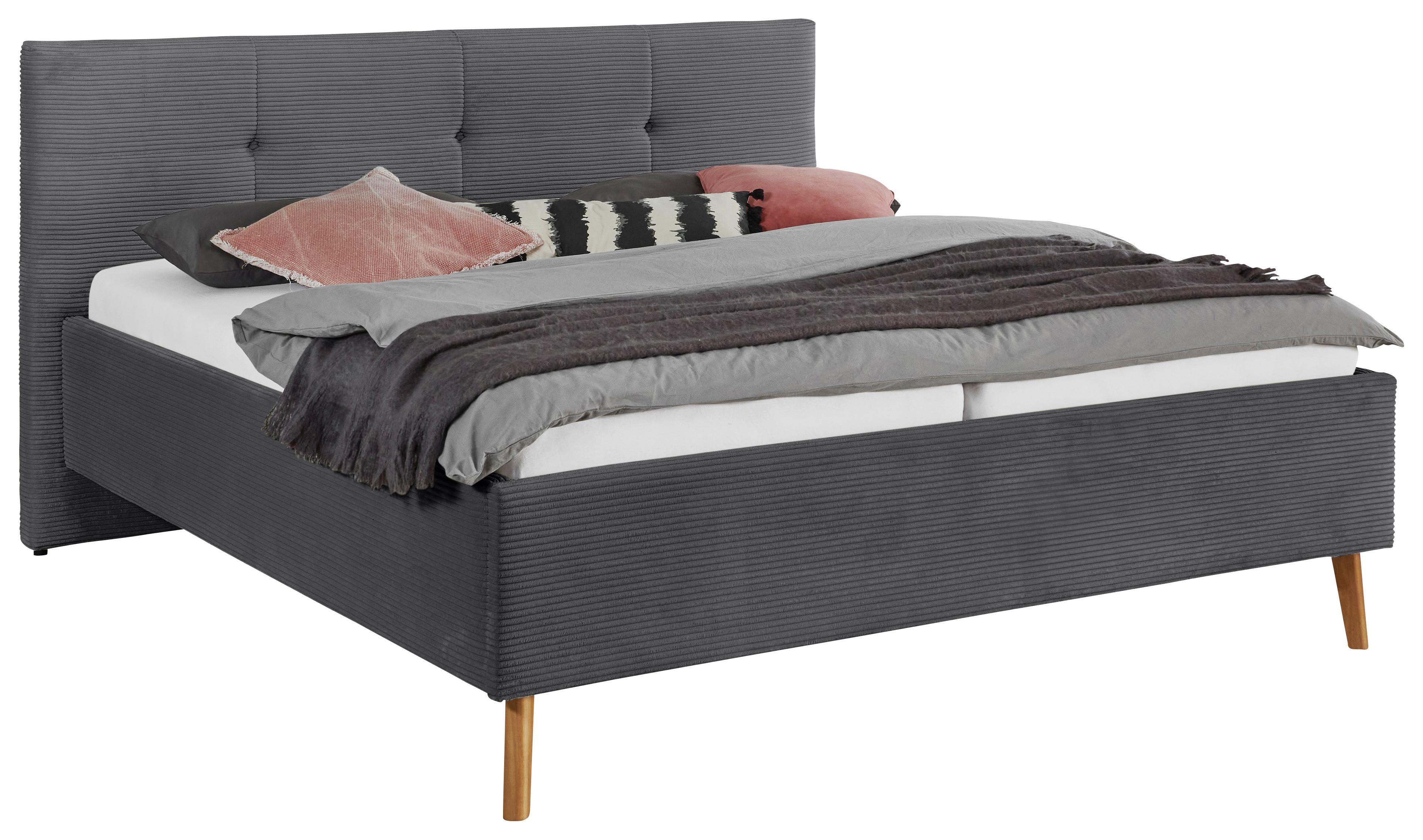 Polsterbett Meila inkl. Stauraum, ca. 160x200cm - Eichefarben/Birkefarben, KONVENTIONELL, Holz/Textil (160/200cm) - Premium Living