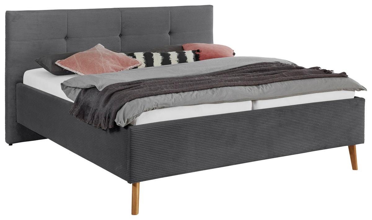 Polsterbett Meila Grau ca. 160x200cm - Eichefarben/Grau, KONVENTIONELL, Holz/Textil (160/200cm) - Premium Living