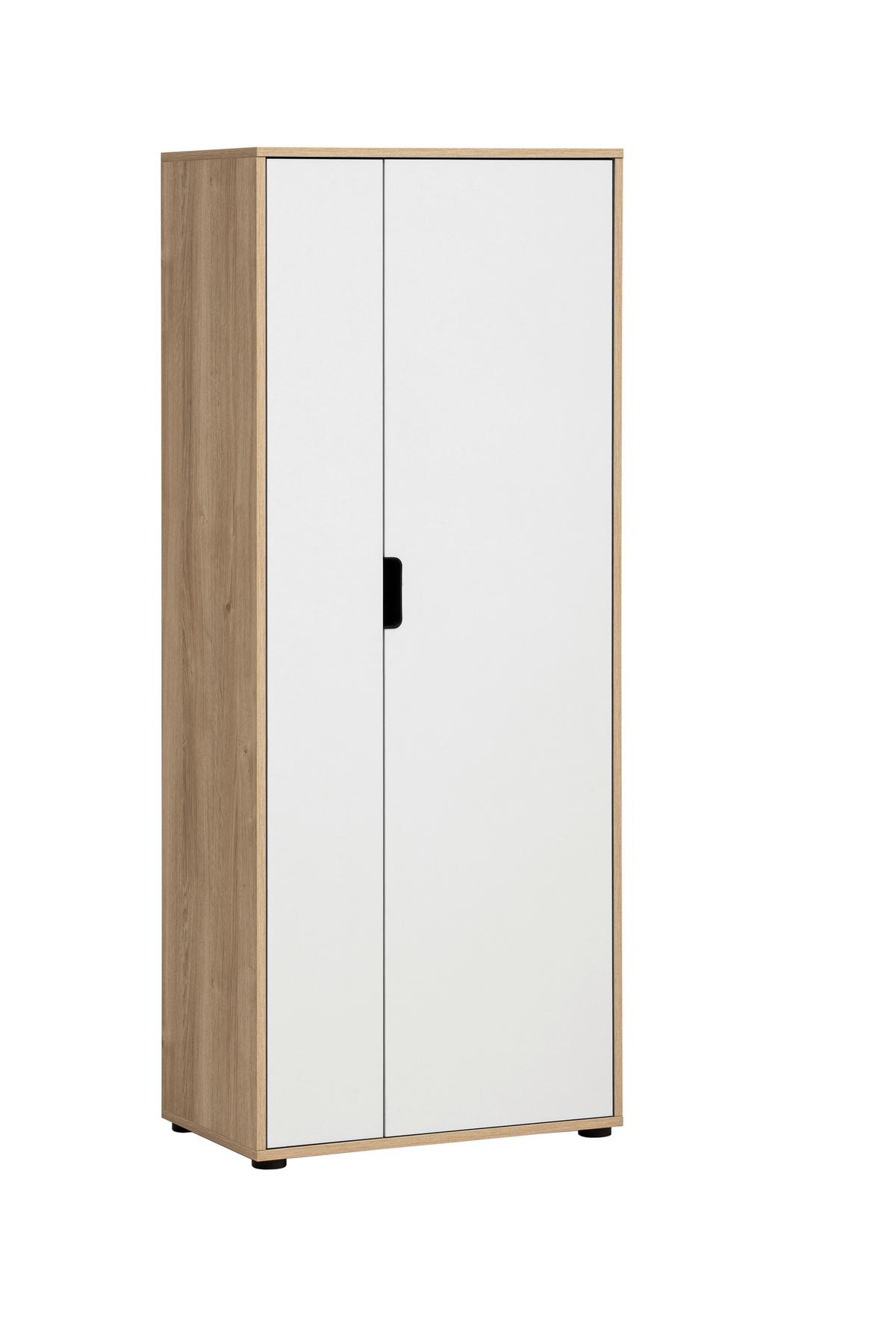 Aktenschrank Emmik Weiß/Eichefarben - Eichefarben/Schwarz, MODERN, Holzwerkstoff (65,1/163,6/41cm) - MID.YOU