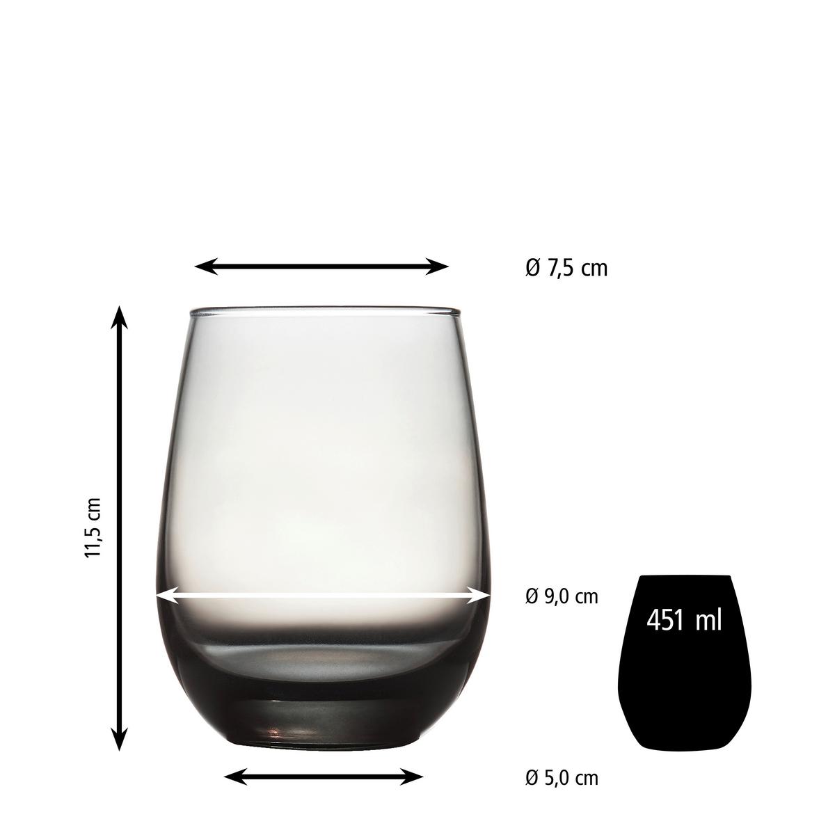 Gläserset Stemless Hellgrau 12-teilig - Hellgrau, Basics, Glas (9/11,5cm)