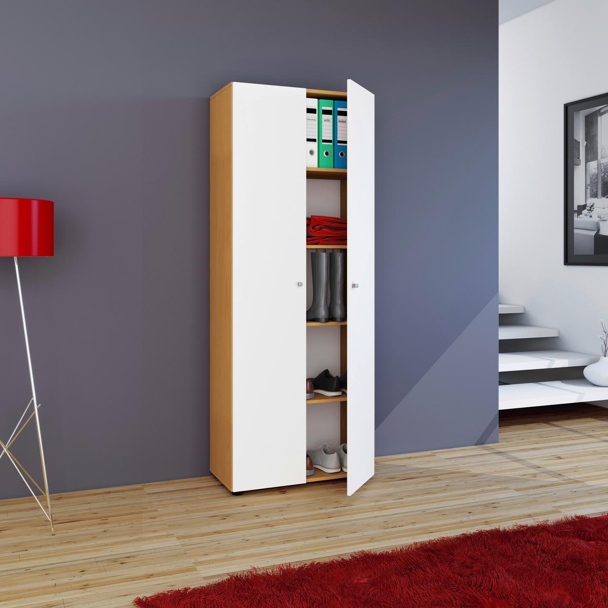 MEHRZWECKSCHRANK VANDOL I 5 DT - Weiss/Silberfarben, Design, Holzwerkstoff/Kunststoff (70/178/39cm) - MID.YOU