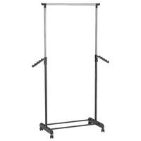 Cuier mobil cu raft pantofi MIKE - culoare crom/negru, Konventionell, plastic/metal (80/99-179/40cm) - Modern Living