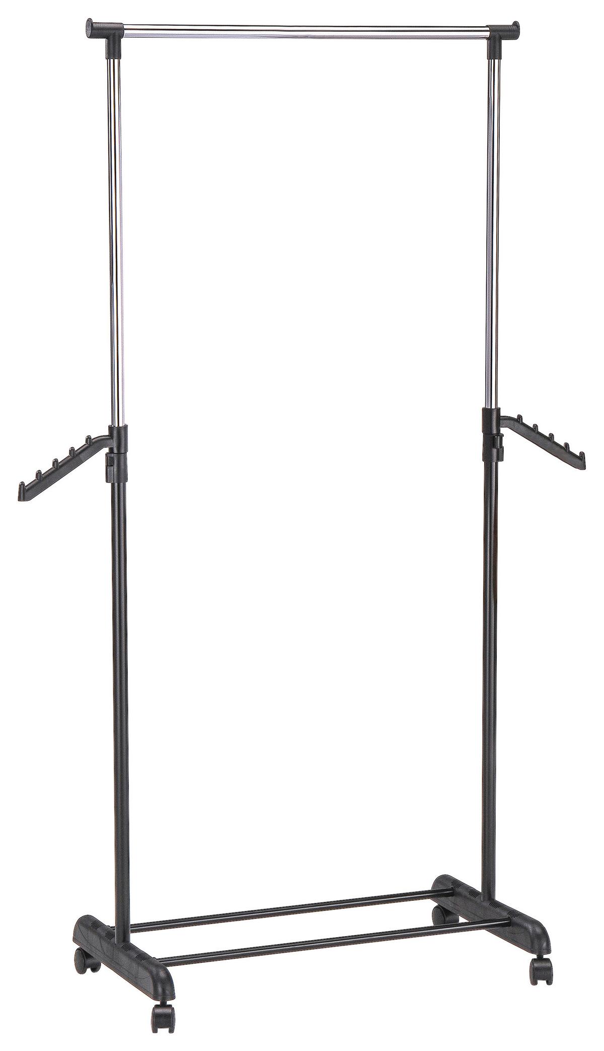 Cuier mobil cu raft pantofi MIKE - culoare crom/negru, Konventionell, plastic/metal (80/99-179/40cm) - Modern Living