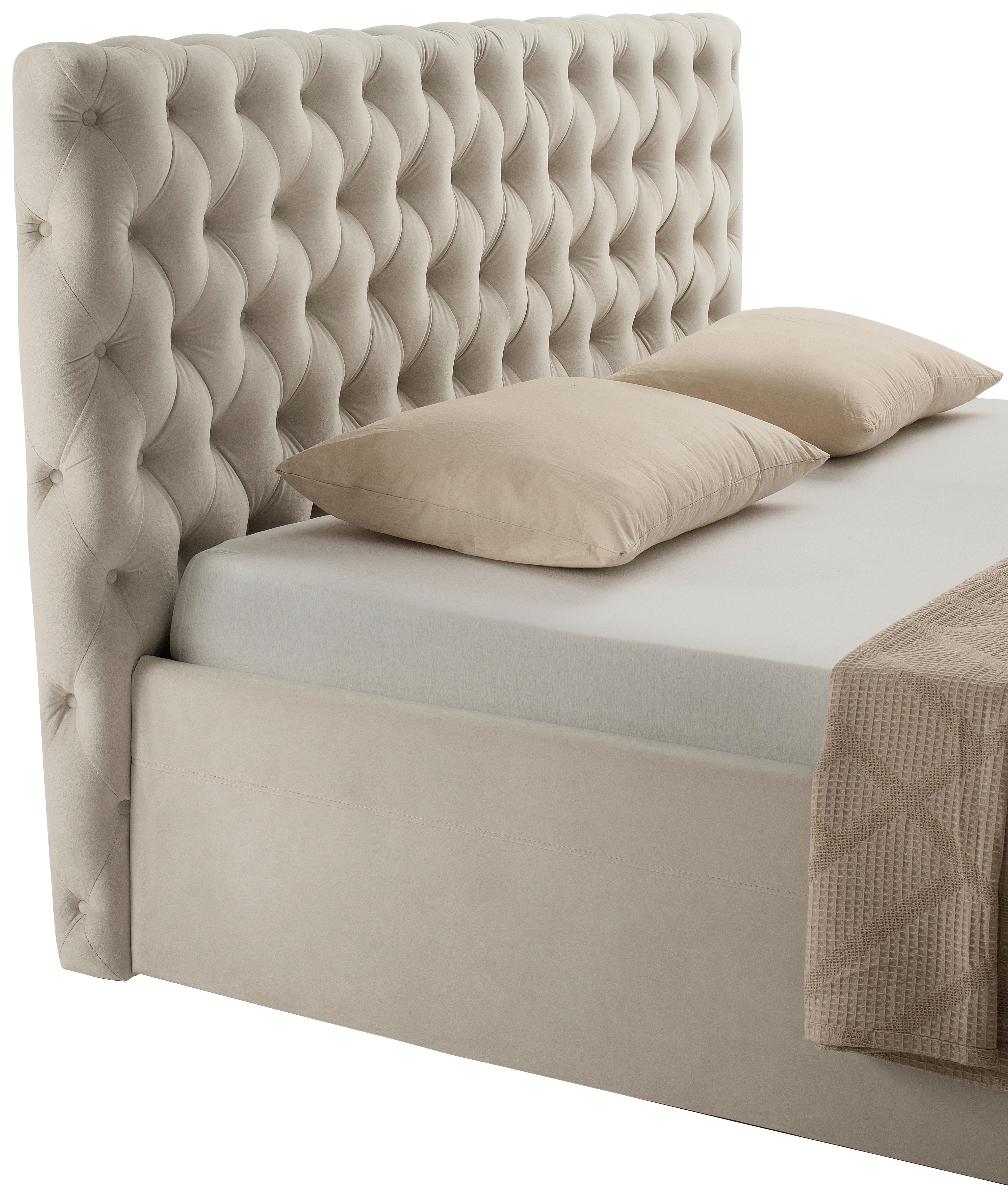 STOPPAD SÄNG KATAR -EXKLUSIV- - beige/svart, Klassisk, textil (160/200cm) - Mömax