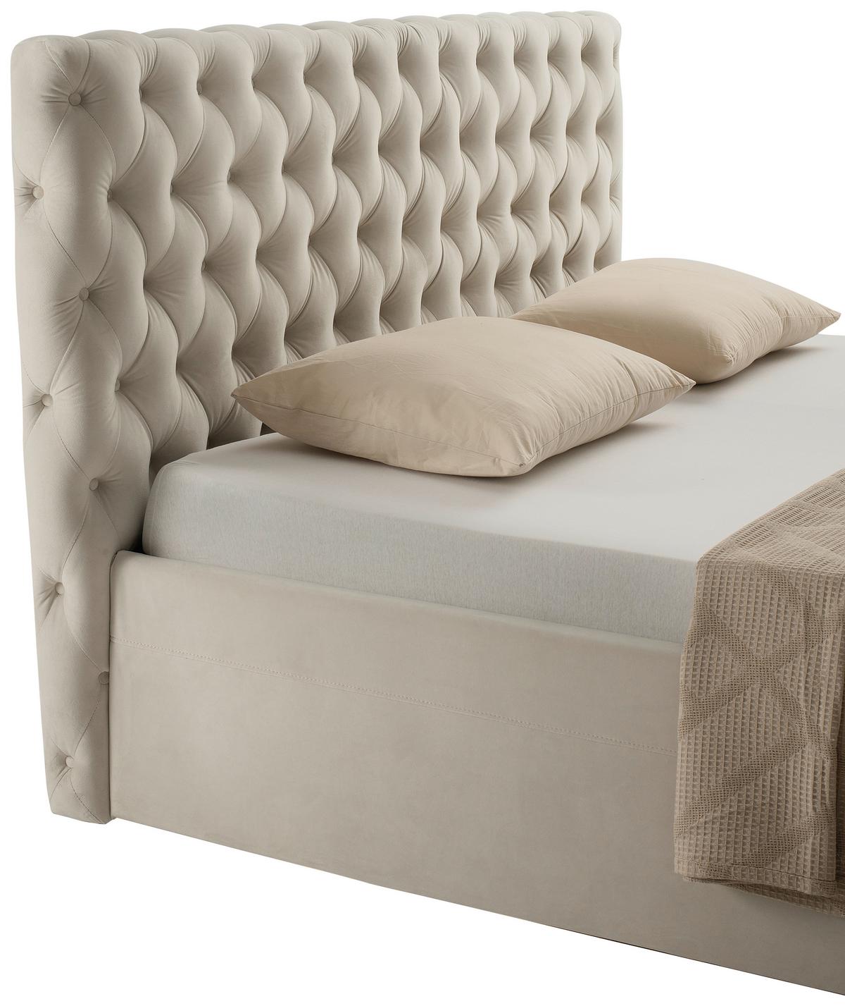 Polsterbett Katar Beige ca. 160x200cm - Beige/Schwarz, KONVENTIONELL, Textil (160/200cm) - Mömax