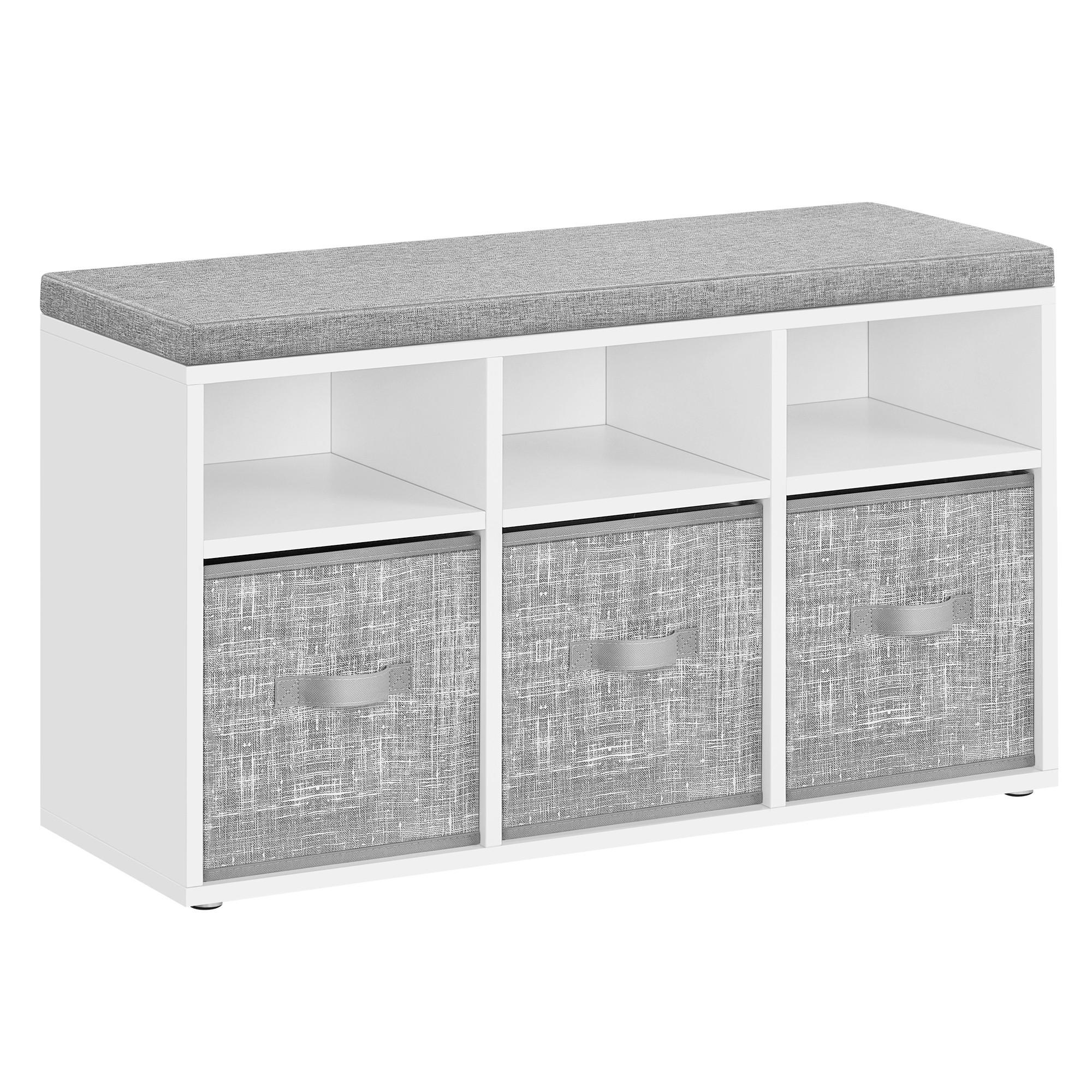 SCHUHBANK SHOE BENCH - Weiß/Grau, MODERN, Holzwerkstoff/Textil (87/48/30,3cm) - MID.YOU