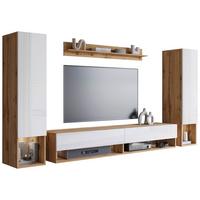 Dnevni Regal Amadeo 2, Barva Hrasta Wotan, Bela, 4-Delno - hrast wotan/bela, Basics, leseni material (245/130/32cm) - P & B