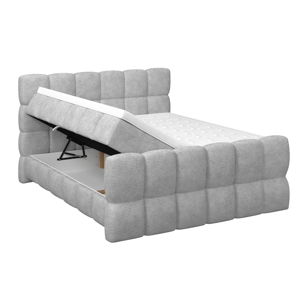 Postelja Boxspring Brisbane, Svetlo Siva, 180x200 - črna/svetlo siva, Trend, umetna masa/tekstil (180/200cm) - Premium Living